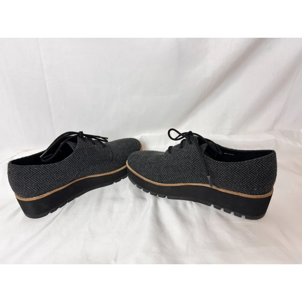 Eileen Fisher Eddy Mélange 2‎ Platform Oxfords Grey Herringbone Shoe Womens 7